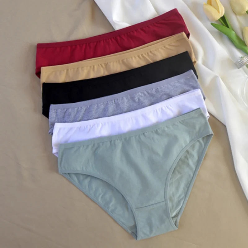 CowLost | product_id-6pcs-women-seamless-cotton-briefs-m-xl-solid-color-comfortable-panties |5