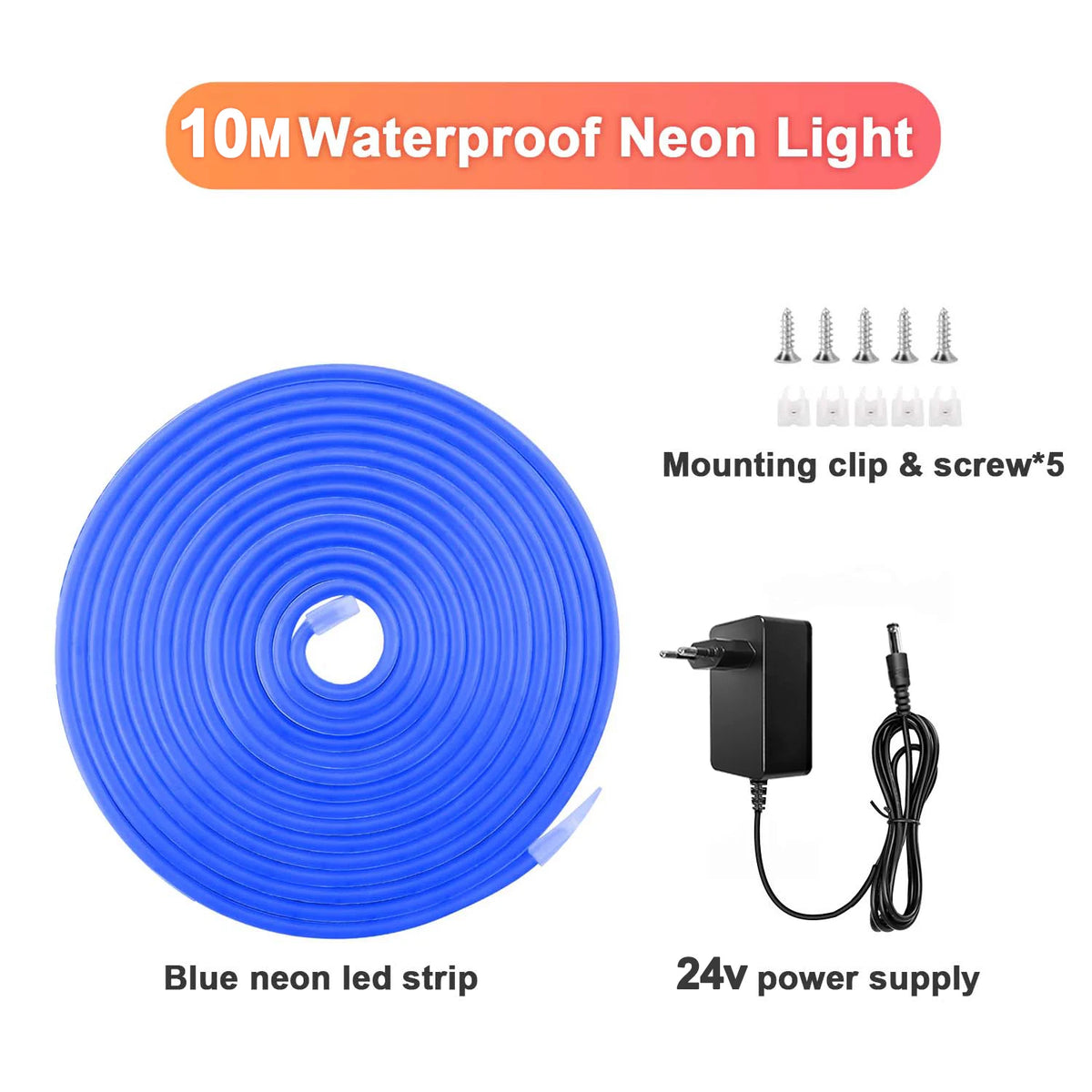 10M Warm White Neon LED Strip 120 LEDs/m IP65 Waterproof Cuttable for Indoor Outdoor Decor