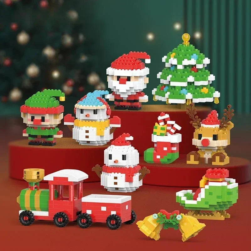 Christmas Micro Building Block Set Santa Claus Reindeer Puzzle Toy for Kids