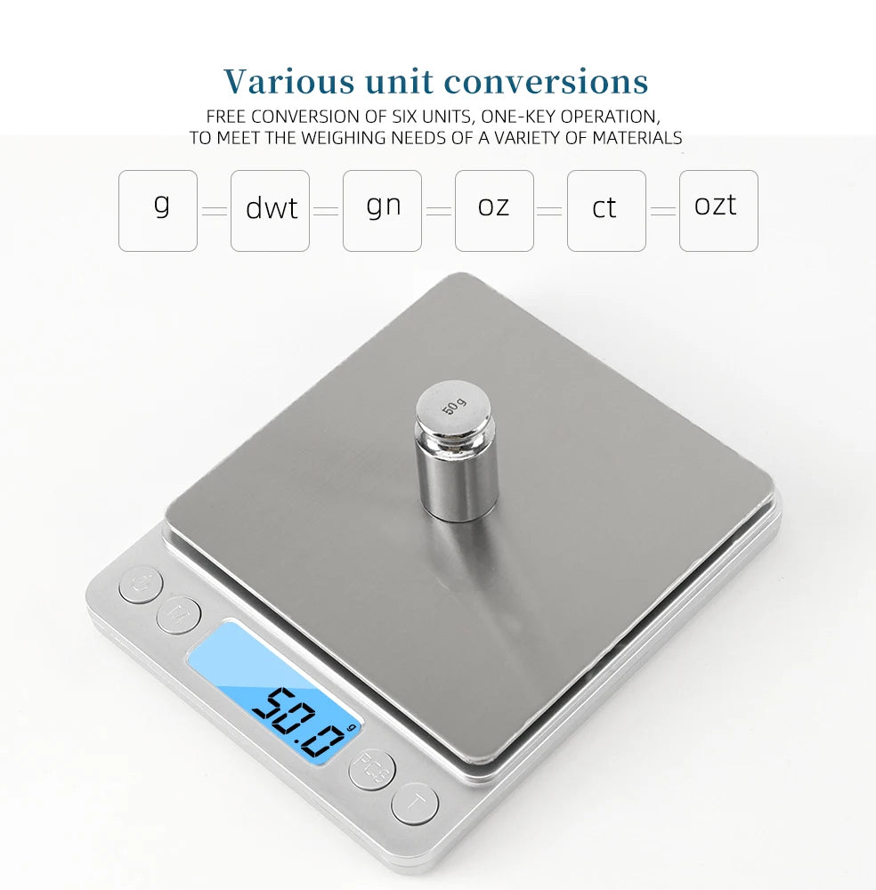 3kg/500g Digital Kitchen Scale 0.01g Precision Jewelry Food Weighing LCD Electronic