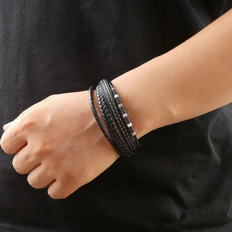 CowLost | badge-pass-holders-jiayiqi-stainless-steel-and-leather-bangle-bracelet-for-men |4