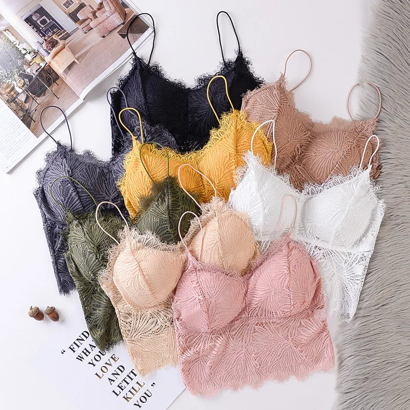 CowLost | product_id-wireless-floral-lace-push-up-bra-with-removable-pads-solid-bralette-for-women |5