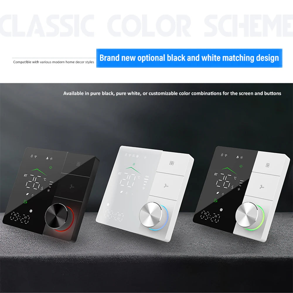 Smart WiFi Thermostat with Knob for AC, Fan Coil, and Temperature Control