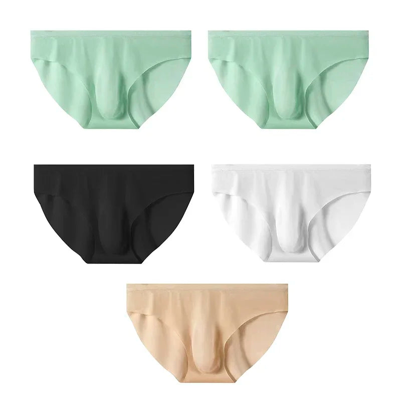 CowLost | 5-pairs-lot-mens-ice-silk-seamless-briefs-summer-transparent-quick-drying-underwear |20