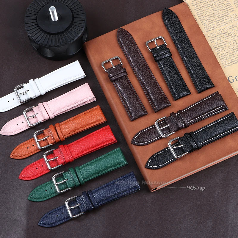 CowLost | soft-leather-watch-band-bracelet-12mm-14mm-16mm-18mm-19mm-20mm-21mm-22mm-replacement-wrist-straps-watchbands-litchi-pattern-belt |2