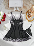 CowLost | contrast-black-sexy-lingerie-women-underwear-transparent-sleepwear-lace |13