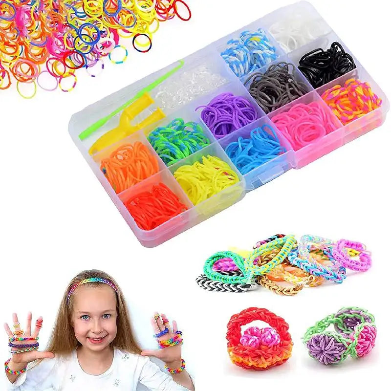 600pcs Colorful Loom Bands Set 12 Colors DIY Bracelet Making Kit Gift for Kids