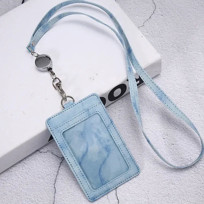 1 Pcs PU Leather Card Cover Work ID Name Badge Holder