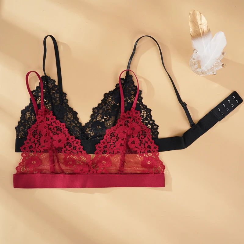CowLost | sexy-flower-lace-ultrathin-bra-womens-sexy-hollow-out-bralette-female-unlined-underwear |8