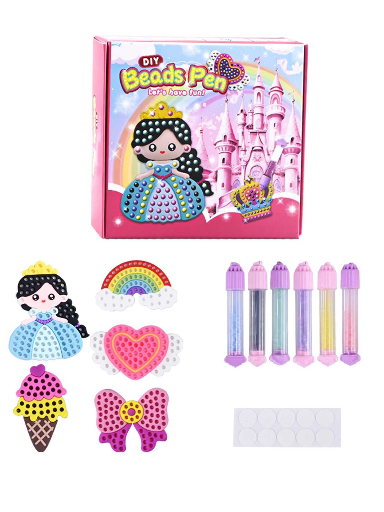 CowLost | product_id-diy-beads-pen-toy-set-handmade-creative-sticker-princess-rainbow-bow-girl-gift |15