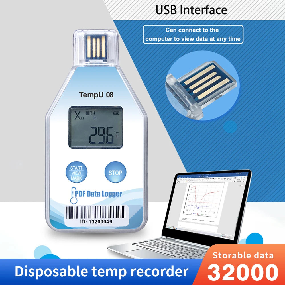 TempU08B USB Temperature & Humidity Data Logger 32000 Sets for Warehouse Storage