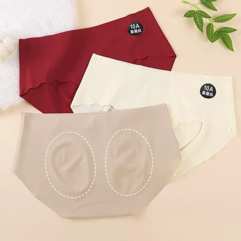 CowLost | product_id-4pcs-women-low-waist-ice-silk-stretch-briefs-solid-colors-m-xl |3