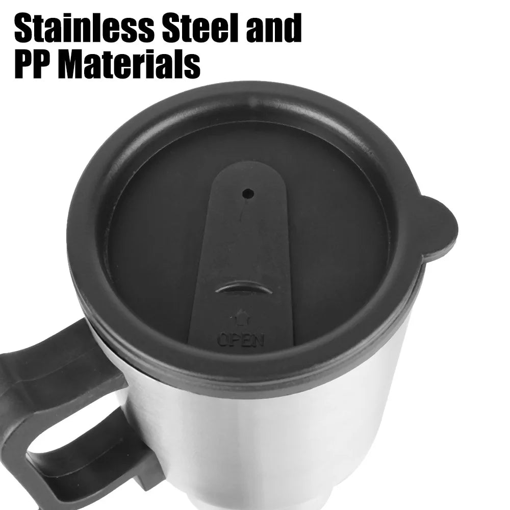 CowLost | stainless-steel-vehicle-heating-cup-12v-450ml-water-coffee-milk-thermal-mug-camping-travel-kettle-electric-heating-car-kettle |10