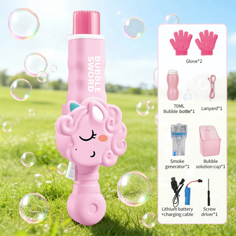 Cute Animal Bubble Machine with Colorful Lights and Smoke for Summer Party Toy