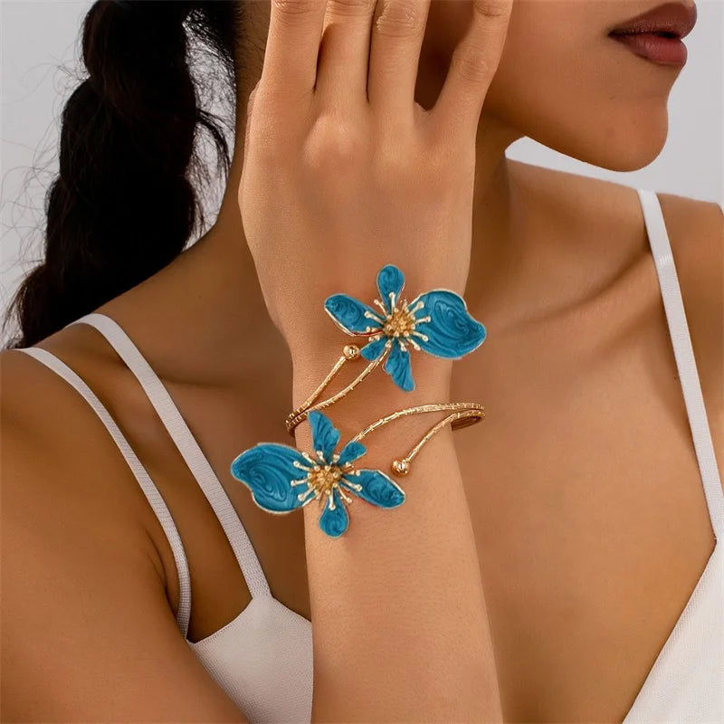 CowLost | vintage-elegant-flower-open-armband-cuff-bracelet-for-women |1