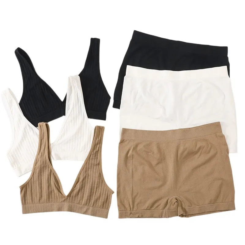 CowLost | product_id-women-s-seamless-v-neck-push-up-sports-bra-high-rise-panties-set |2