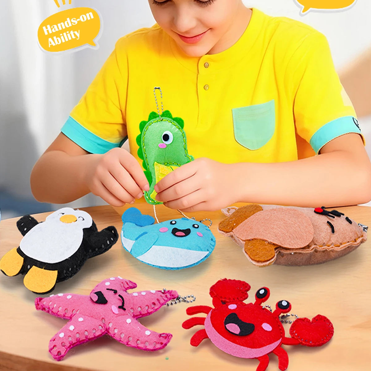 CowLost | product_id-fun-sewing-diy-pendant-set-with-cotton-lanyard-ocean-animal-toys-for-kids |3