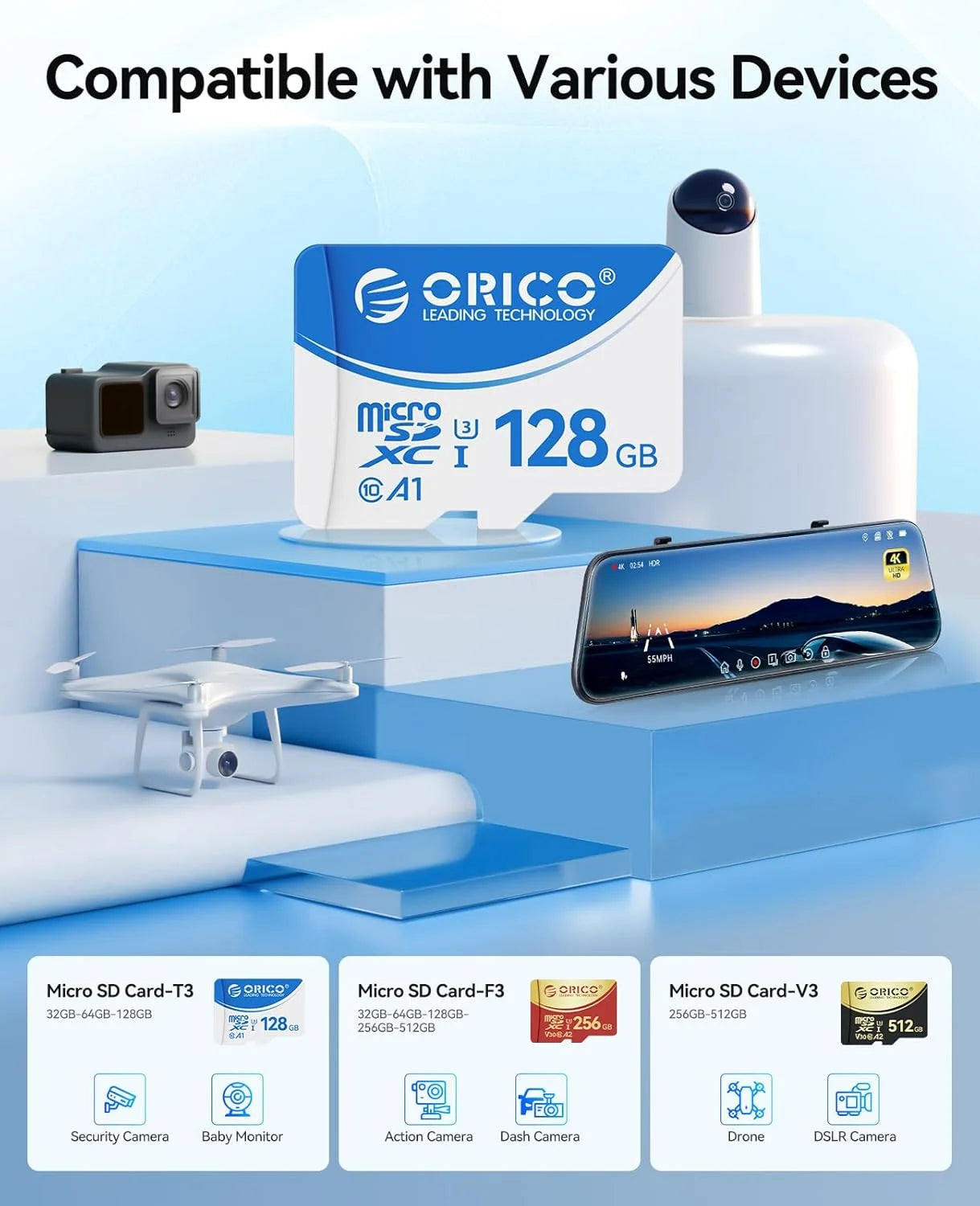 CowLost | orico-t3-128gb-microsdxc-uhs-i-memory-card |6