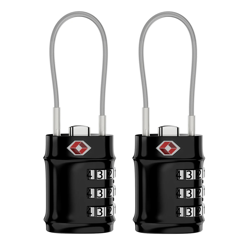 ORIA TSA Approved 3-Digit Combination Luggage Lock with Flexible Cable for Travel Bags
