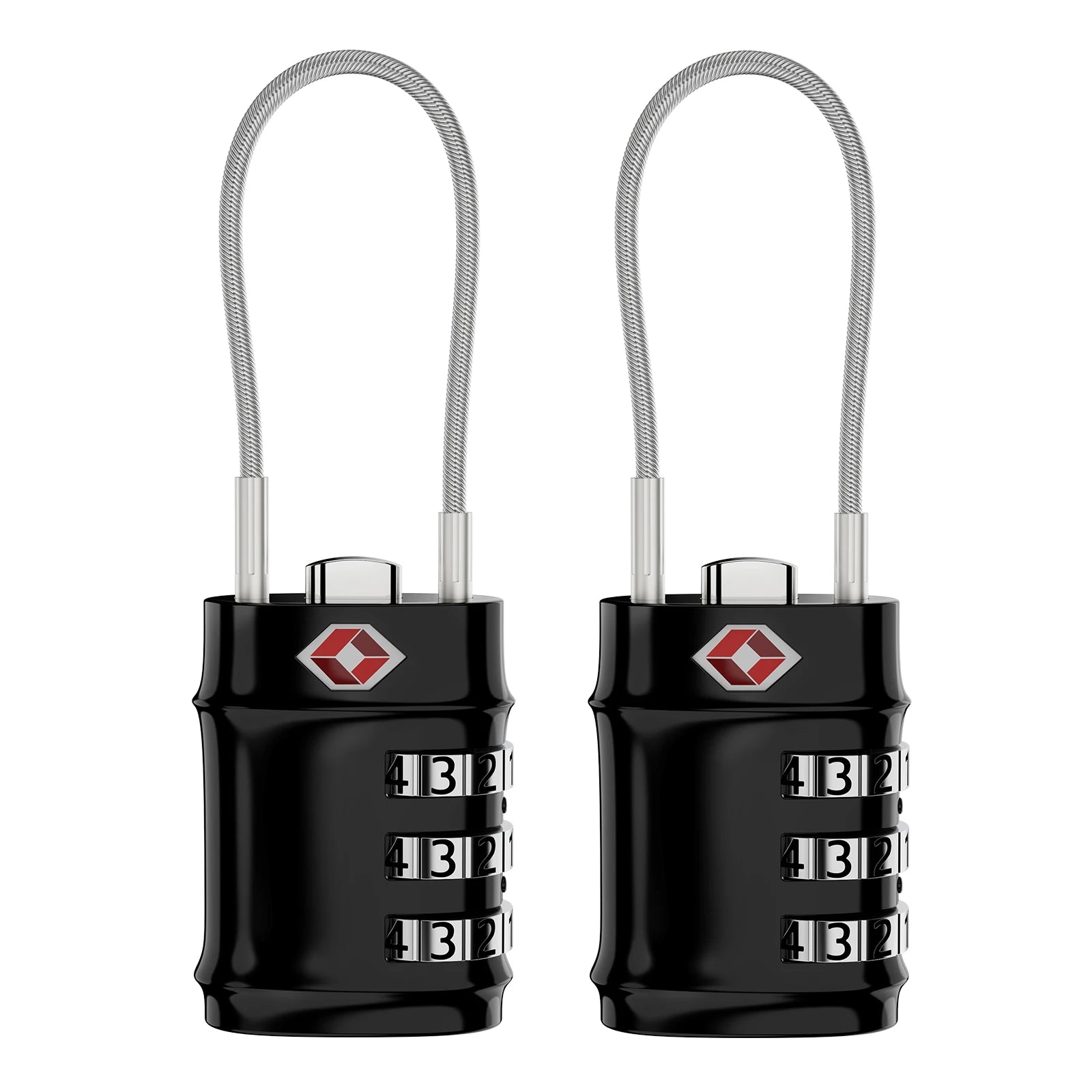 ORIA TSA Approved 3-Digit Combination Luggage Lock with Flexible Cable for Travel Bags