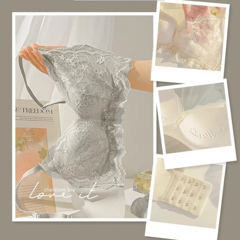 CowLost | underwear-for-women-in-summer-thin-large-breasts-small-breasts-gathered-summer-thin-breathable-wire-free-sexy-lace-bra |7