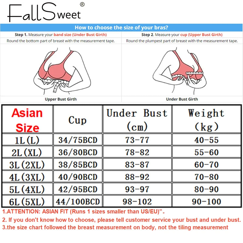 CowLost | product_id-fallsweet-6pcs-plus-size-wireless-lace-push-up-ice-silk-bralettes-for-women |6