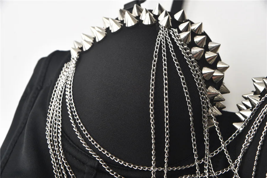 CowLost | activewear-pants-gold-rivets-chains-sexy-push-up-bra-bralette-crop-top-punk-gothic |13