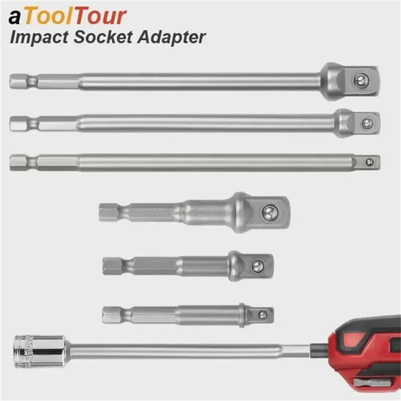 CowLost | 6pcs-set-1-23-81-4-hexagonal-handle-shank-adapter-sleeve-connection-conversion-rod-square-head-socket-extension-rod |1