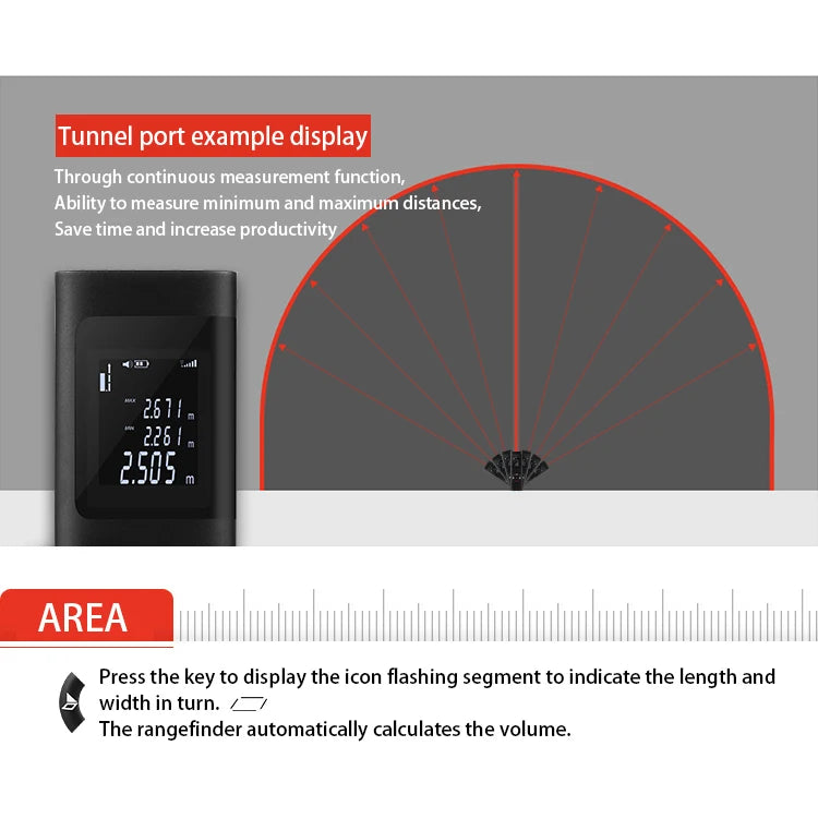 40M Rechargeable Handheld Infrared Laser Distance Meter Rangefinder for Decoration