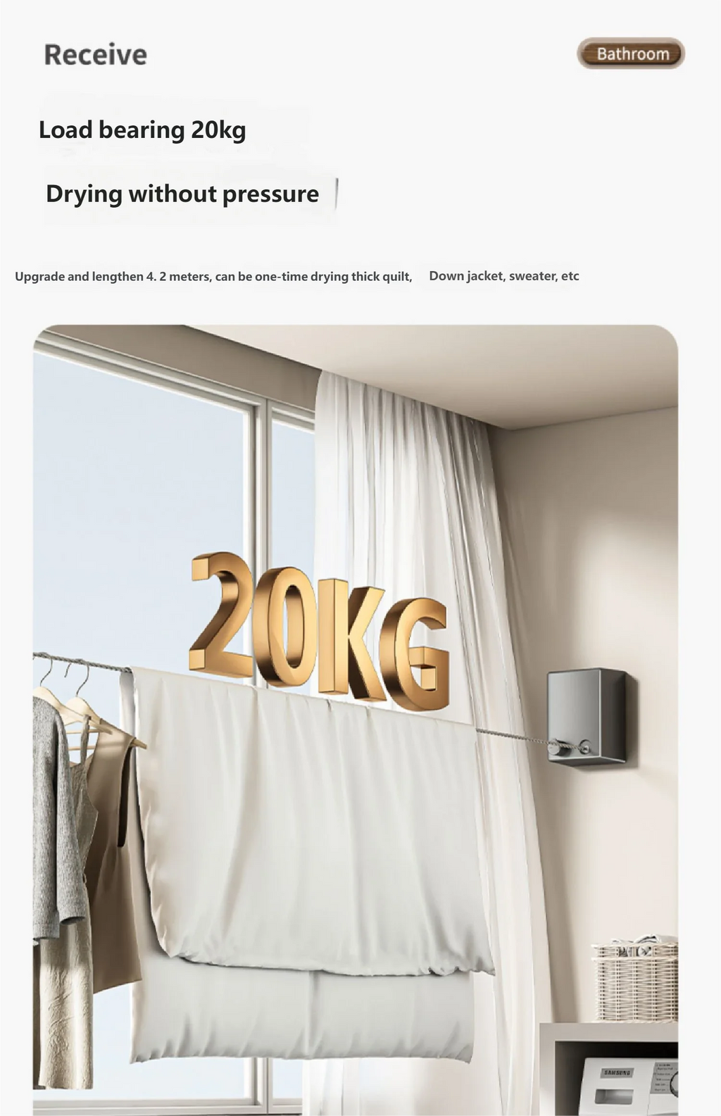 CowLost | paint-product_id-retractable-stainless-steel-space-saving-clothesline-drying-rack |9