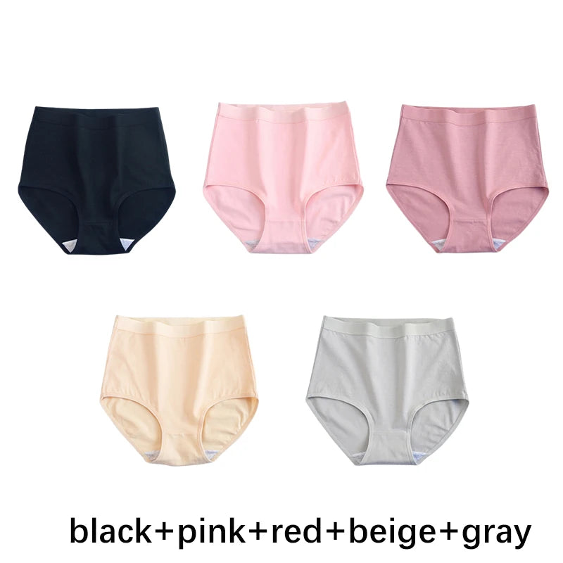 CowLost | product_id-fallsweet-5pcs-women-s-plus-size-cotton-seamless-solid-briefs |10