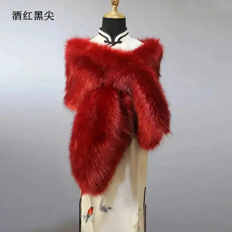 CowLost | 32-colors-165-30cm-women-luxury-warm-faux-fox-fur-shawl-winter-ladies-plush-scarf |82