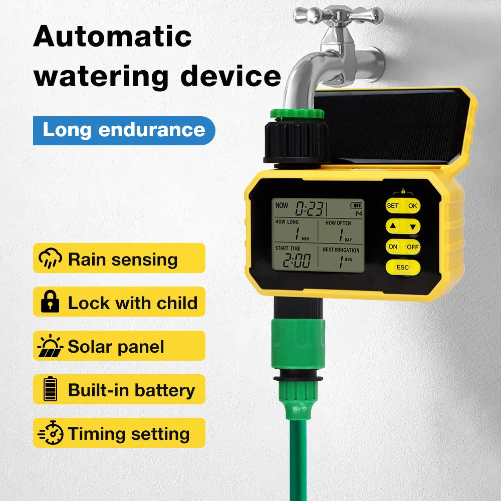 Smart WiFi Solar Irrigation Timer 1/2 Zone LCD Automatic Watering Controller for Garden Lawn