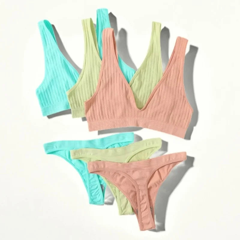 CowLost | product_id-seamless-wirefree-push-up-bra-low-waist-thong-set-with-ribbed-sport-bralette-for-women |1