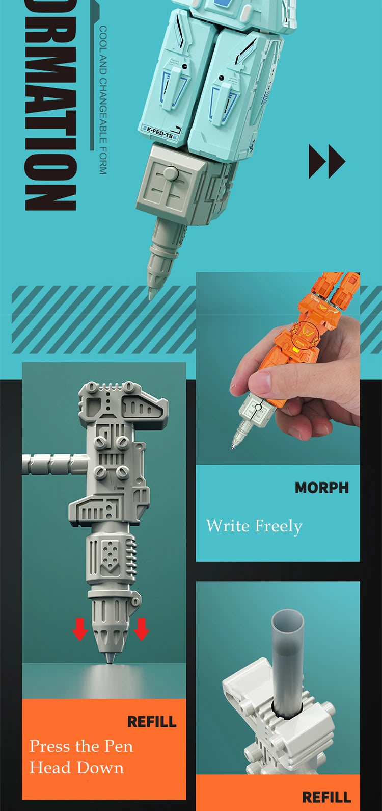 CowLost | stationery-morphing-robot-writing-pen-transformation-robot-creative-ballpoint-school-deformable-toy-gifts-for-kids-1 |9