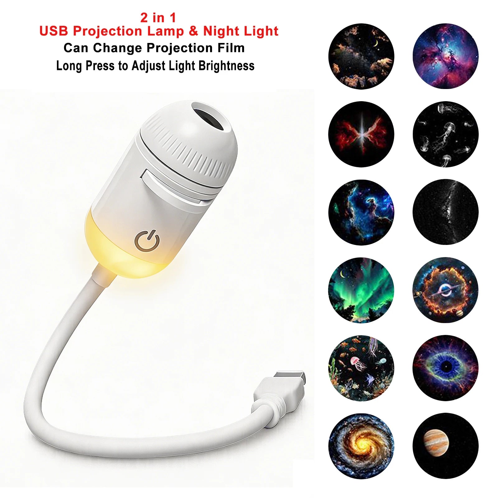 USB Car Interior LED Starry Galaxy Atmosphere Projector Light