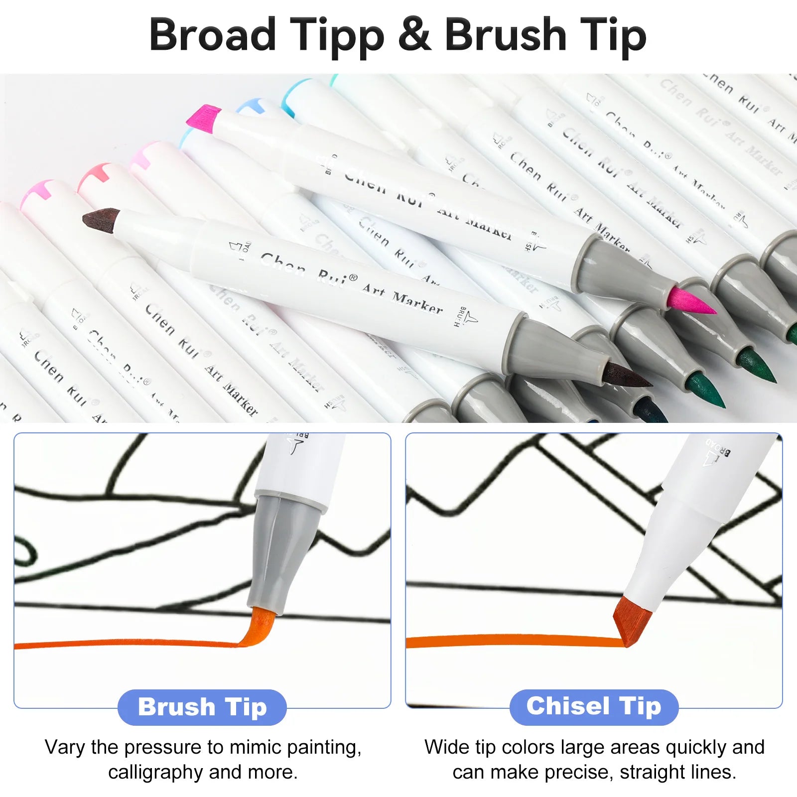 CowLost | product_id-120-color-dual-tip-brush-chisel-permanent-marker-set-with-base-outline-markers-and-refillable-pens |3
