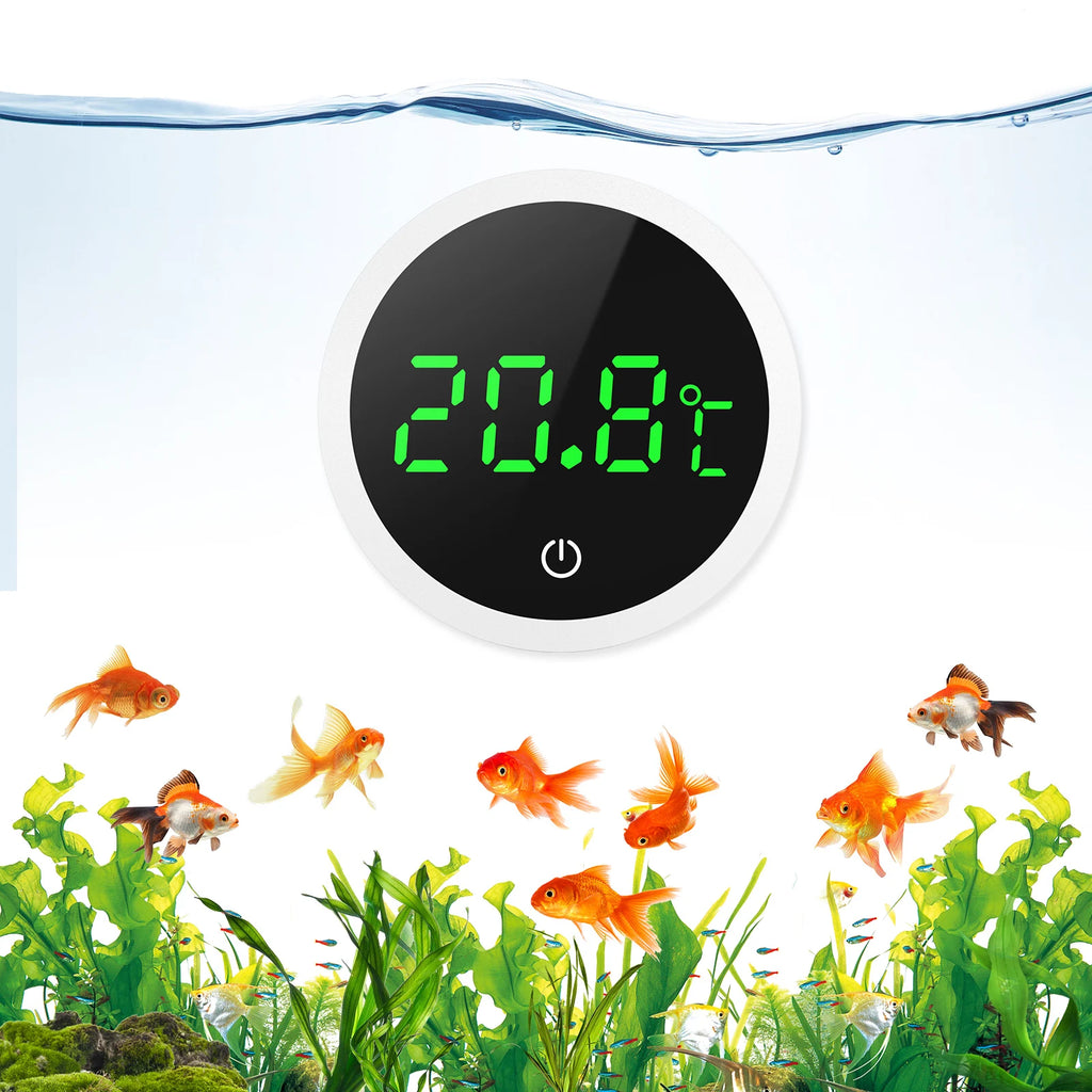 ORIA Digital LCD Aquarium Thermometer Round Mini Electronic Fish Tank Temperature Meter