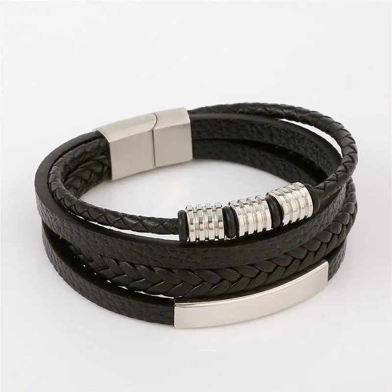 CowLost | jiayiqi-punk-beads-charm-men-bracelet-stainless-steel-magnetic-clasp-braided-mutilayer |5