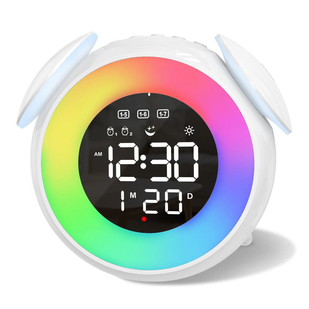 ORIA Kids Digital Alarm Clock with 9-Color Night Light and Dual Alarms for Toddlers