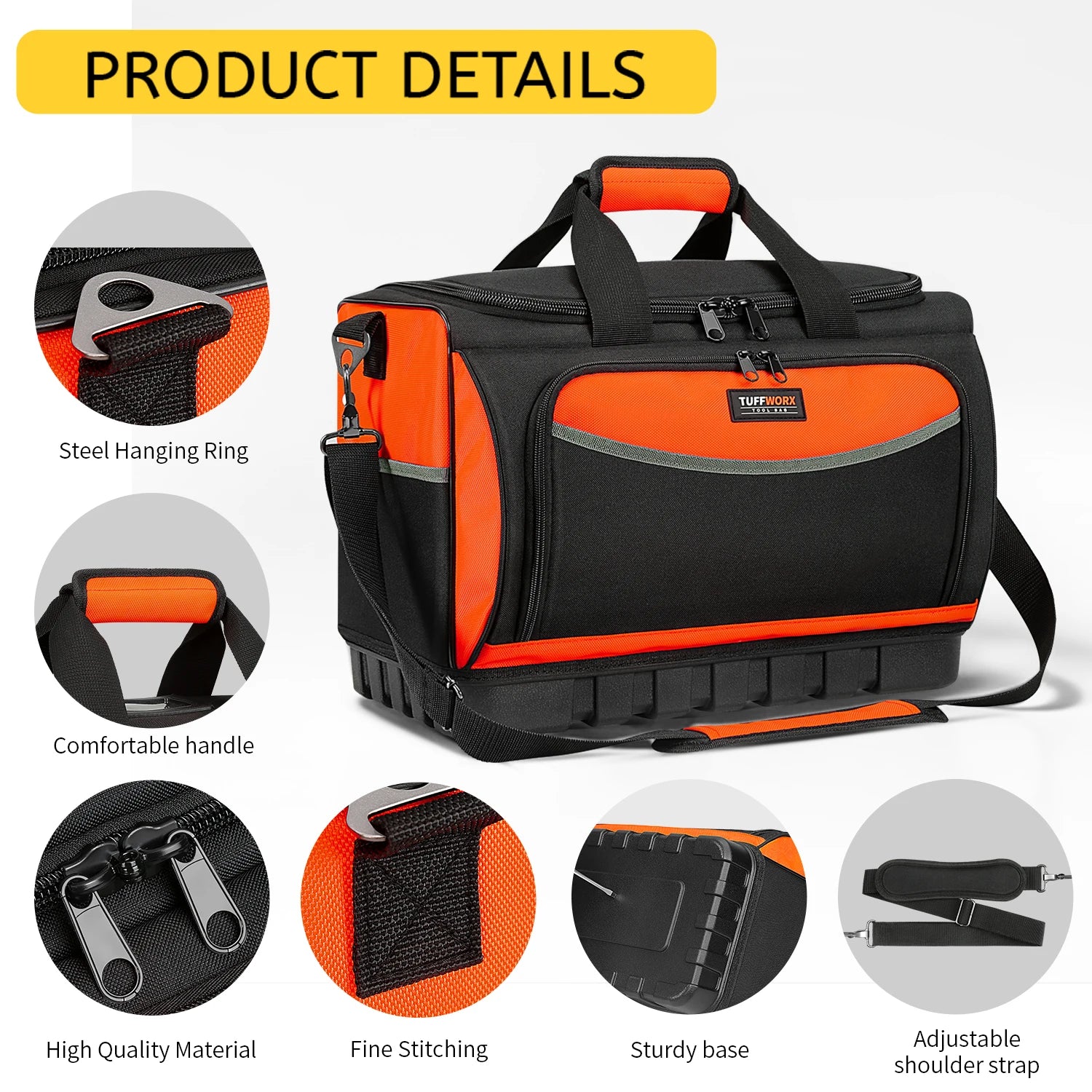 CowLost | product_id-tool-bag-with-molded-base-18-pocket-open-top-organizer-adjustable-shoulder-strap-heavy-duty |6