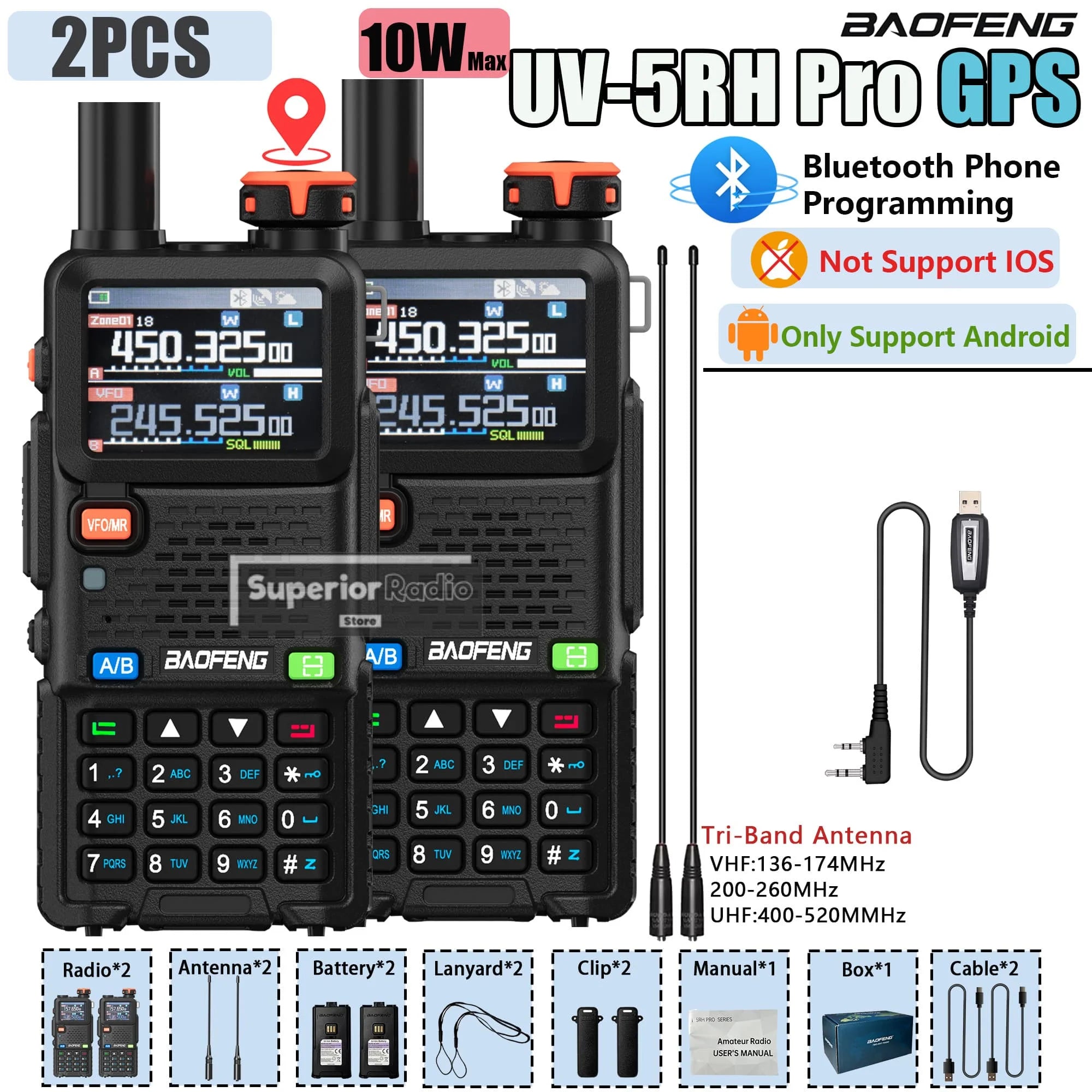 CowLost | mobile-phone-cases-baofeng-uv-5rh-pro-gps-walkie-talkie-10w-2-4pcs-bluetooth-usb-c-charging |19