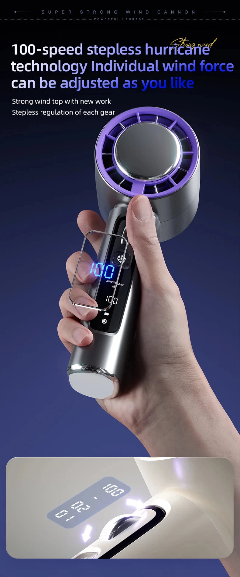 CowLost | homefish-new-semiconductor-refrigeration-high-speed-handheld-electric-fan-4000mah-usb-portable-rechargeable-outdoor-small-fan-1 |16
