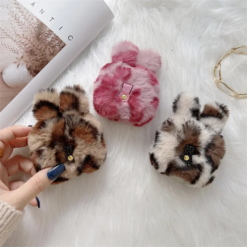 CowLost | cartoon-leopard-print-rabbit-ear-plush-earphone-case-for-airpods-1-4-pro-2 |5