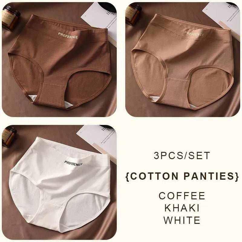 CowLost | product_id-fallsweet-3pcs-womens-large-high-waist-seamless-cotton-briefs |17