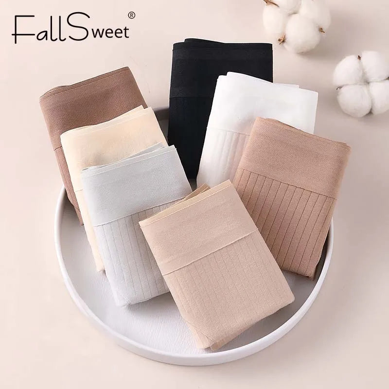 CowLost | product_id-fallsweet-3pcs-womens-plus-size-seamless-mid-rise-cotton-briefs |3