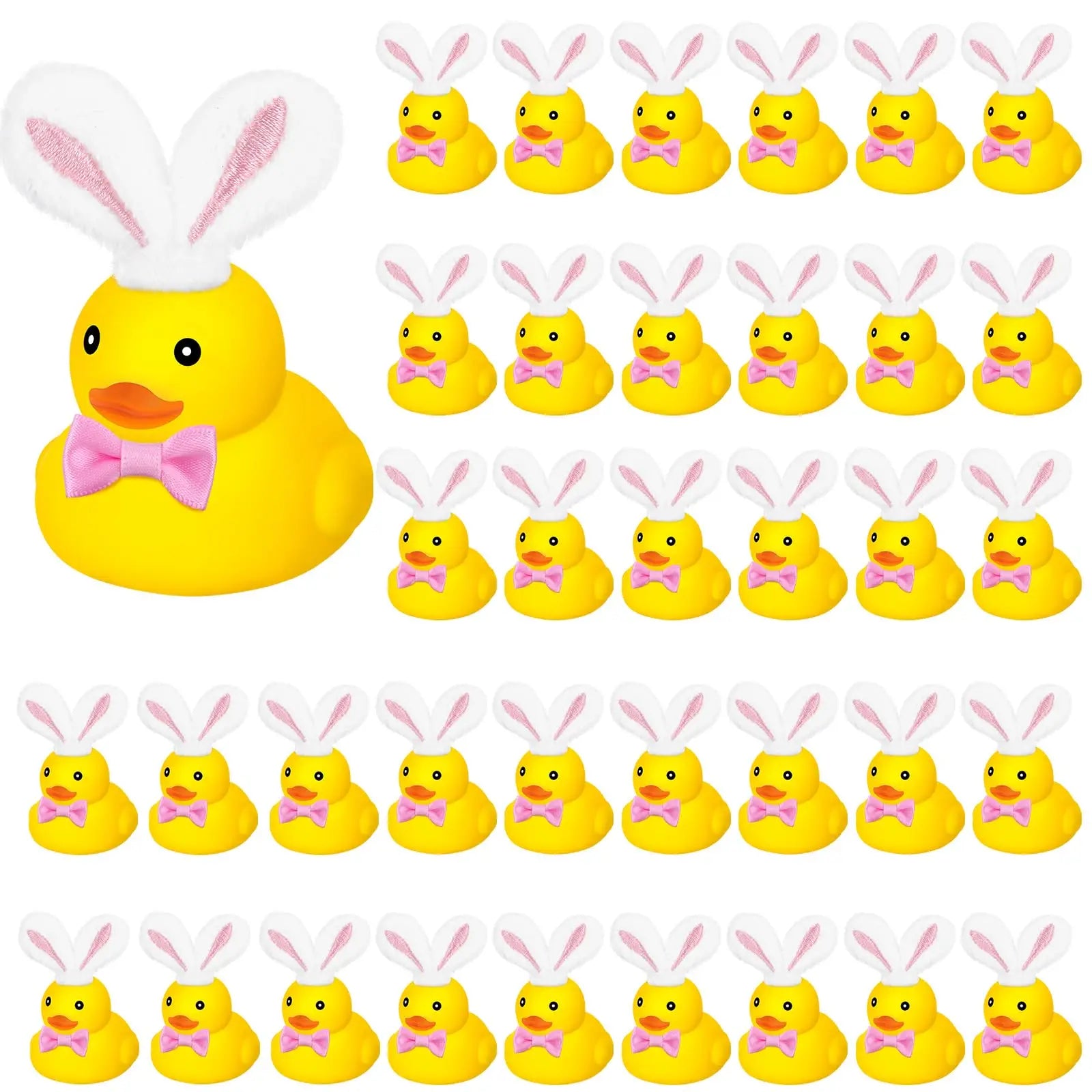 CowLost | product_id-easter-rubber-duck-set-with-plush-rabbit-ears-bow-6-12-24-36-pieces-bath-toys-holiday-decor |1