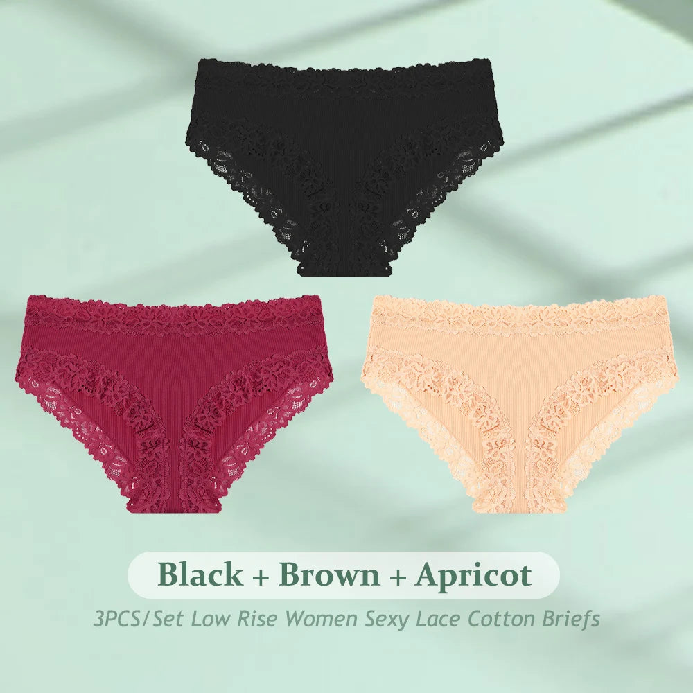 CowLost | activewear-pants-3pcs-women-cotton-seamless-low-waist-panties-set |27