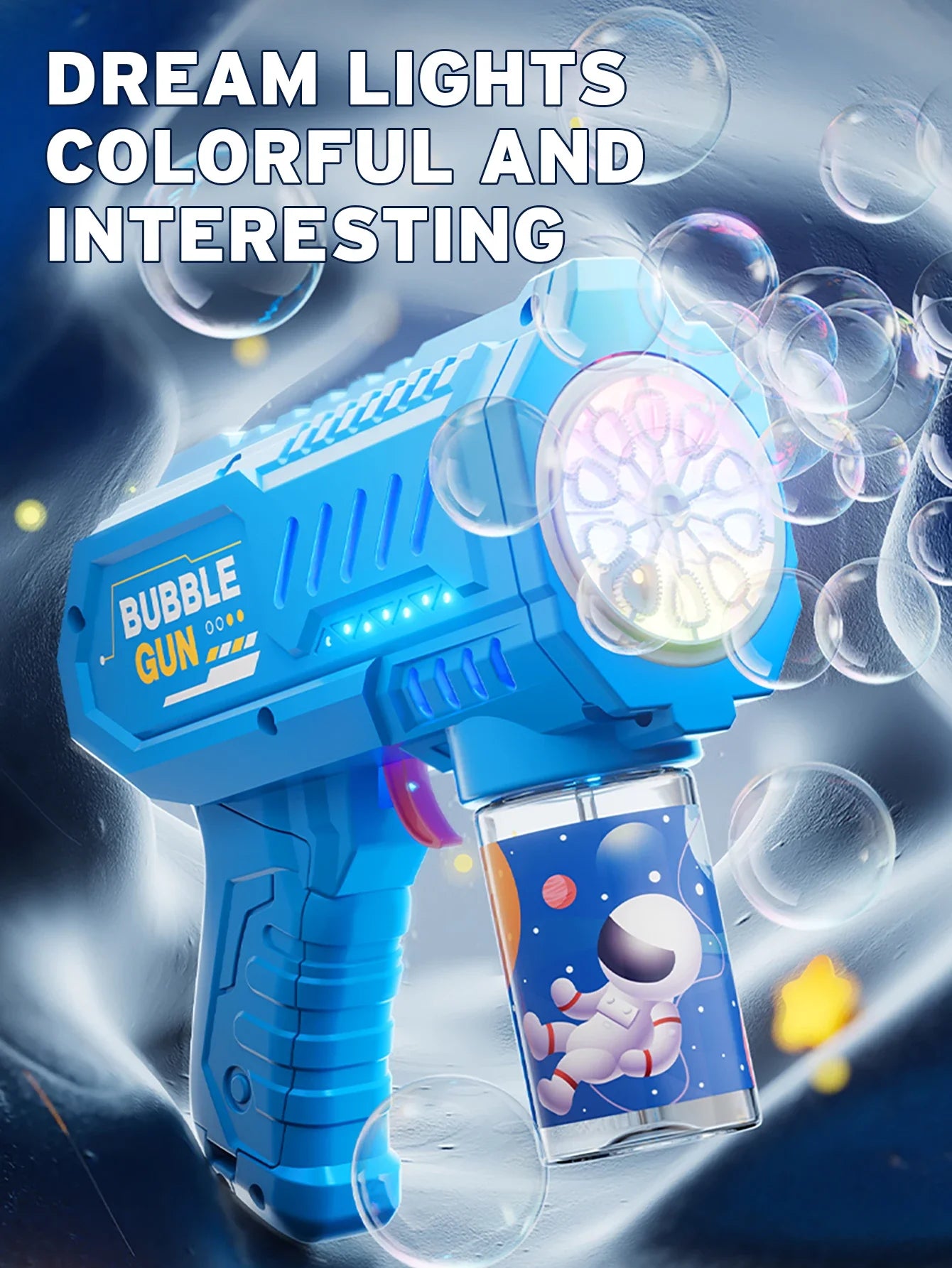 Automatic Bubble Gun Rocket Blower with Bubble Liquid Toy for Kids Outdoor Beach Gifts