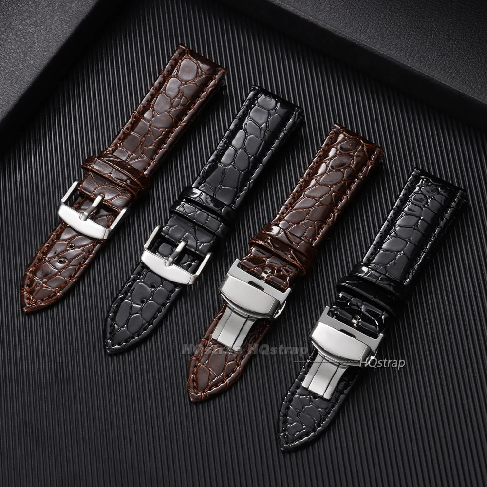 CowLost | product_id-crocodile-pattern-leather-watch-bands-with-pin-butterfly-buckle-12-24mm-unisex-strap |2
